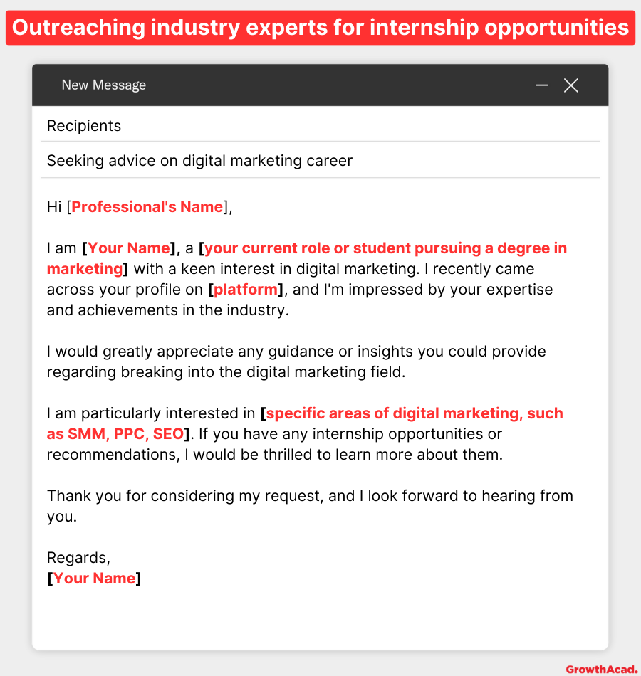 Outreaching industry experts for internship opportunities