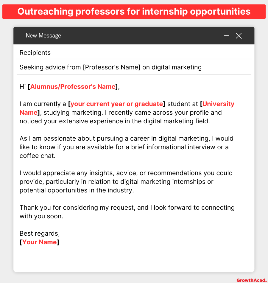 Outreaching professors for internship opportunities