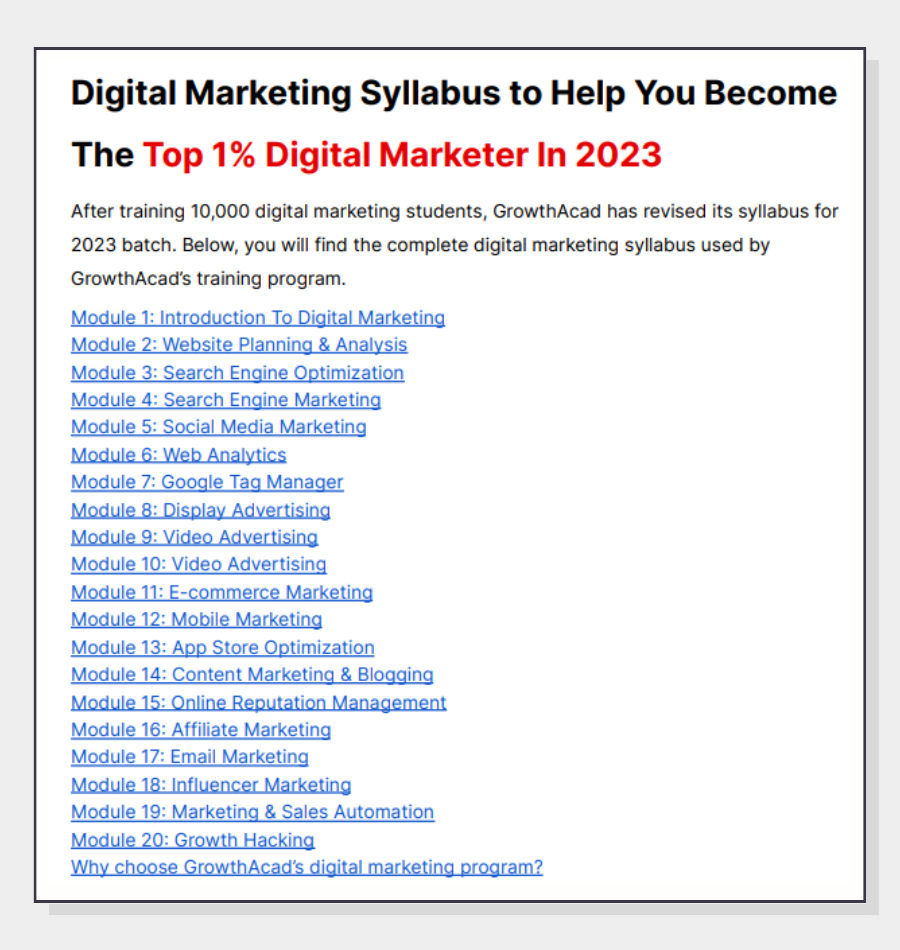 digital marketing syllabus complete
