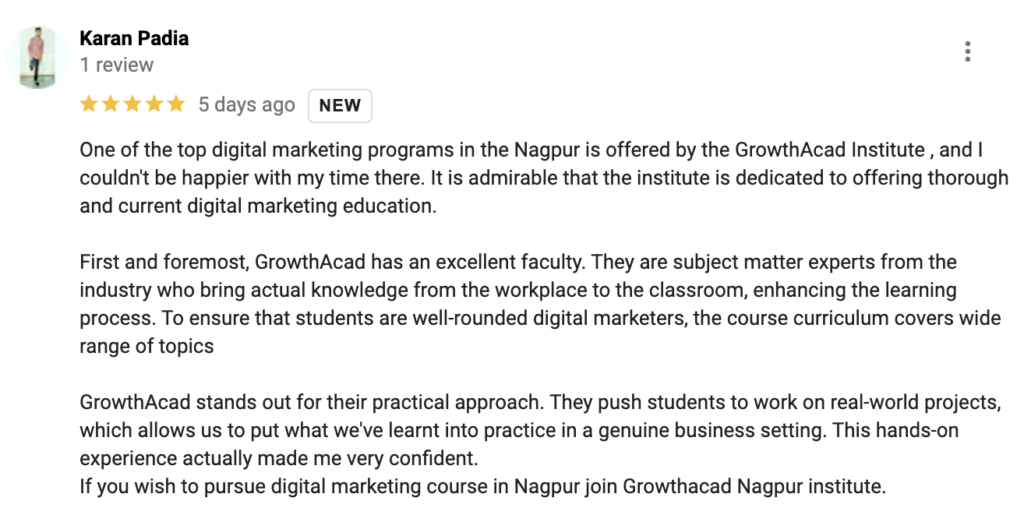 digital marketing course of growthacad's course reviews