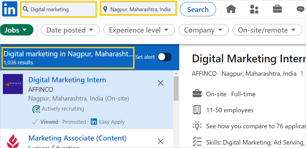 digital marketing jobs in nagur on Linkedin