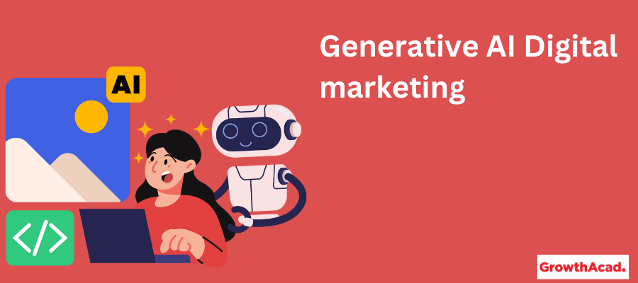 Generative AI Digital marketing illustration by growthacad